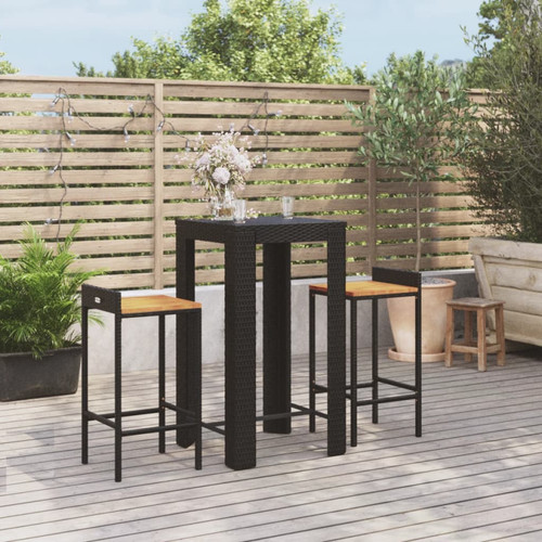 Bar set 3pc black rattan - 3pc, pe