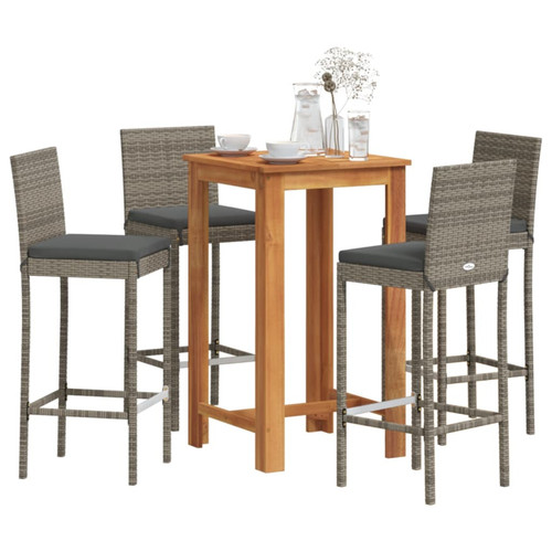 Bar set 5pc grey - 5pc, rattan