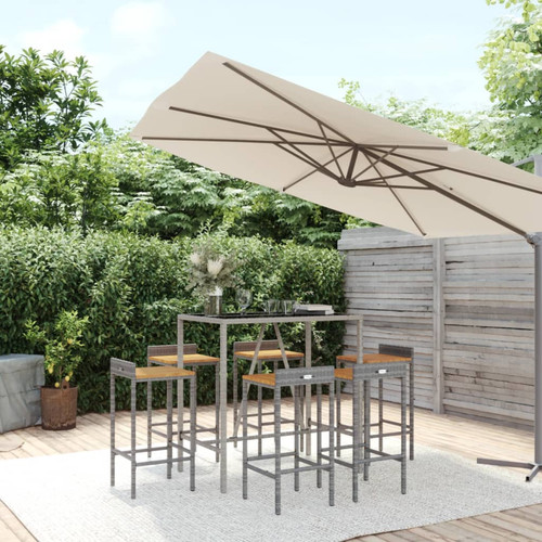 Garden bar set grey rattan - bar, pe